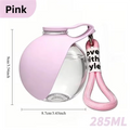 Upgraded 2In1 Portable Water Bottle Collapsible Dog Bowl Leakproof Zpaxo Pink 285ML