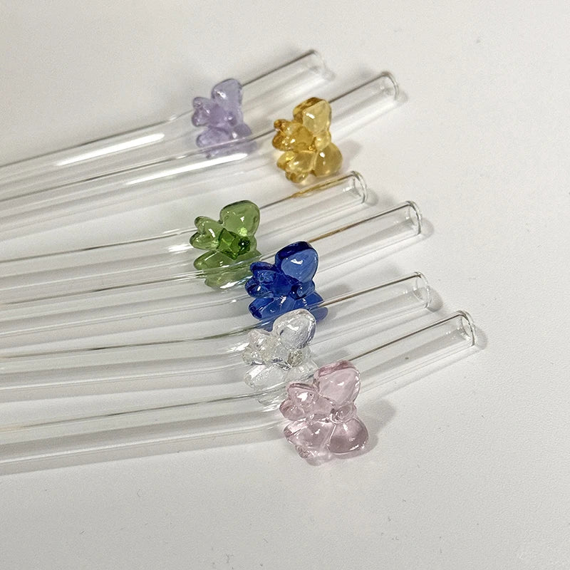 Unique Butterfly Glass Straw Reusable Heat-resistant Party Wedding Zpaxo