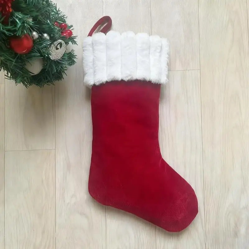 Premium Plush Holiday Stocking Red Design Sturdy Celebration Sock