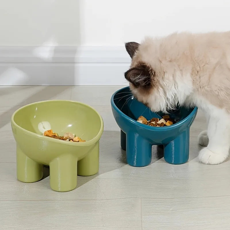 Elevated Cat Bowl Stand Durable Plastic Pet Food Water Dish Sleek