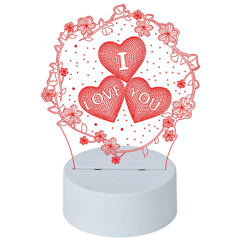 Acrylic 3D Pattern LED Night Light – USB Desktop Lamp with Switch