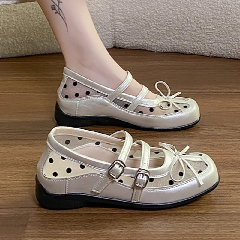 2026 Summer Women's Bow Embellishment Wave Point Comfortable Single Zpaxo