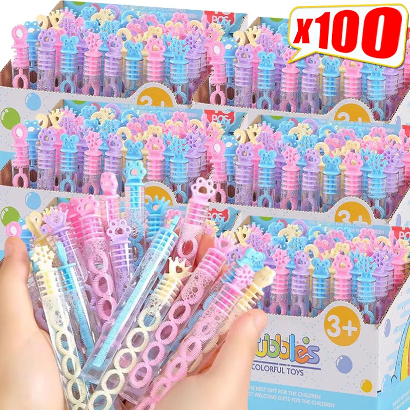 100/10PCS Colorful Bubble Soap Bottles 5 Holes Wand Tube Bubble Empty Soap Bottles Tube Wedding Gifts Birthday Party Decoration Zpaxo
