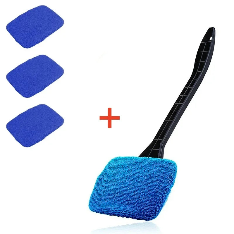Car Window Cleaner Brush Kit Windshield Microfiber Cleaning Wash Tool Inside Interior Auto Glass Wiper with Long Handle Car Acce Zpaxo 4PC-Blue