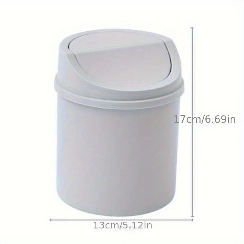 Mini Desktop Trash Can Bedroom Cleaning Small Lid Cylindrical Storage