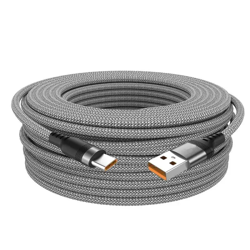 1/2/3/5/8m Extended 6A Super Fast Charging Extra Long Charging Cable USB Type C For iPhone Samsung Fully Compatible Data Cable Zpaxo Gray 1m