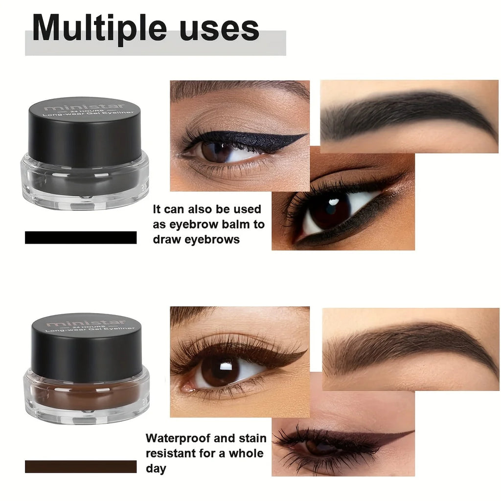 2pcs/set,Eyeliner Gel & Eyebrow Pomade,Waterproof Sweatproof Smudge Proof Long-lasting,Dual Color,Easy To Apply Eye Makeup Kit Zpaxo