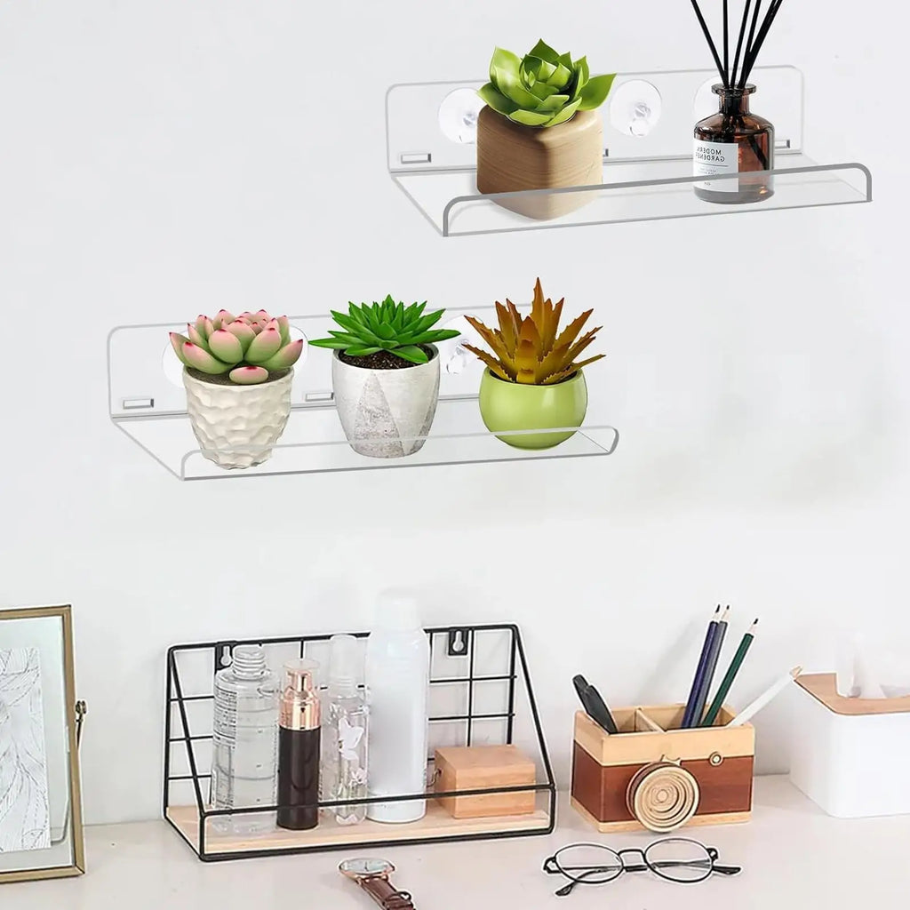 Plant Shelf for Window 2 Pieces Clear Suction Cup Planter Stand Indoor Plant Display Rack for Home Apartment Nature Lovers Zpaxo