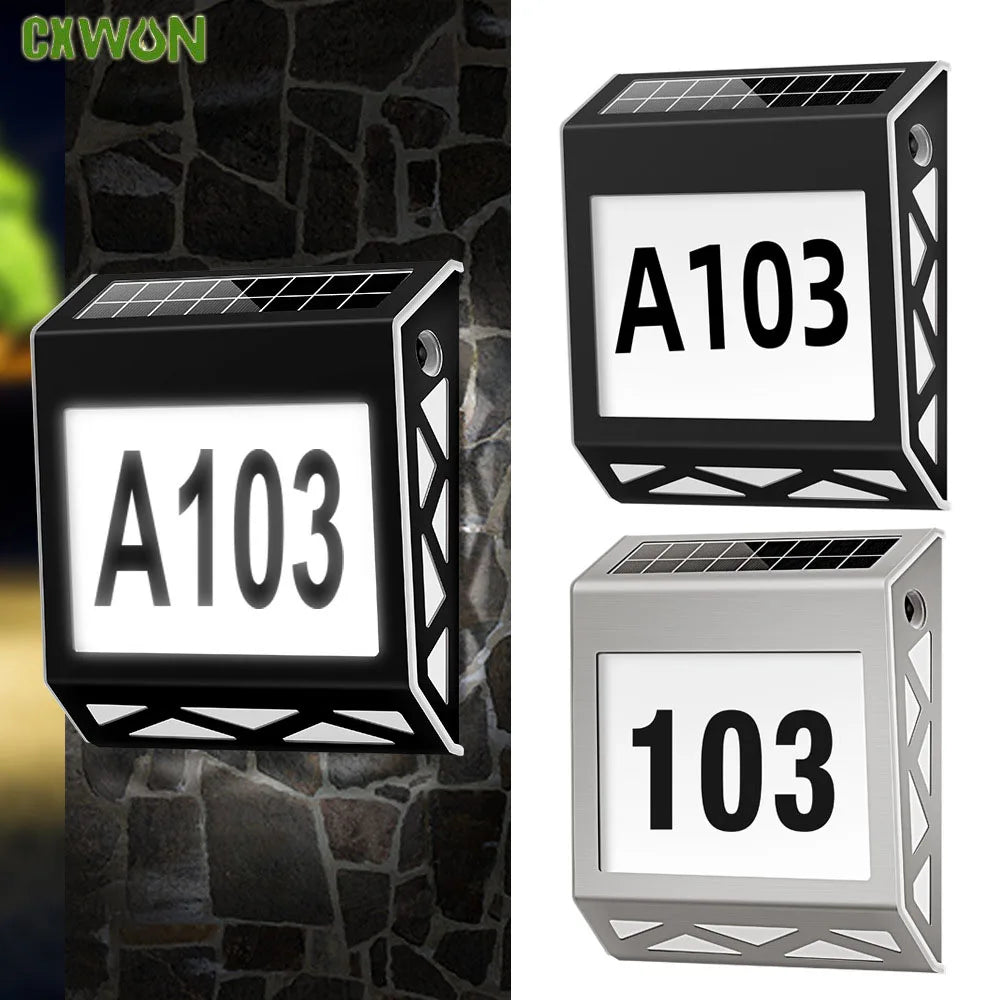 Solar Powered Door Sign Light Road Digital Stainless Steel House Zpaxo