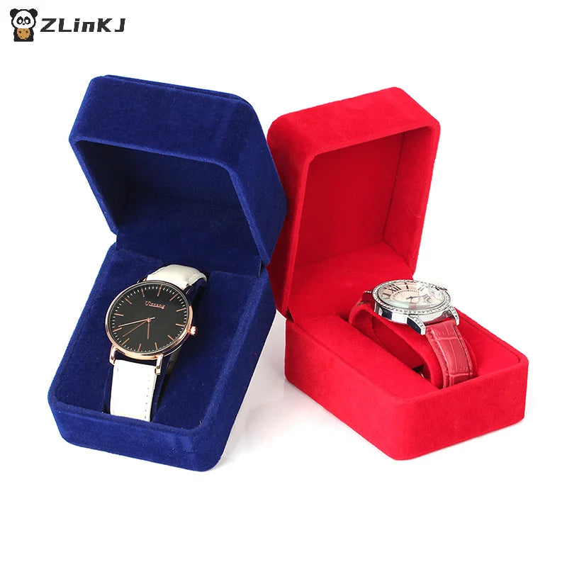 ▶1Pcs Watch Box Fashion Velvet Round Corner Smartwatch Clock Storage Case Jewelry Accessories Business Packaging Boxes Zpaxo