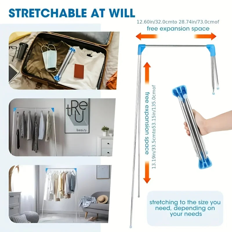 Multi-functional Portable Clothes Hanger Extendable Foldable Metal Zpaxo