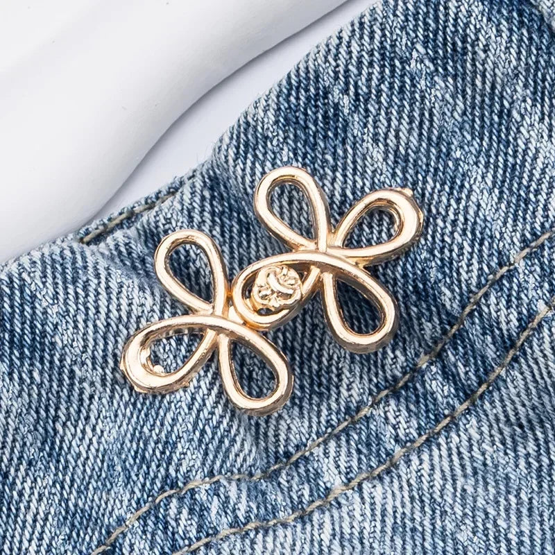 Clover Waist Button Fastener Adjustable Metal Jeans Buttons