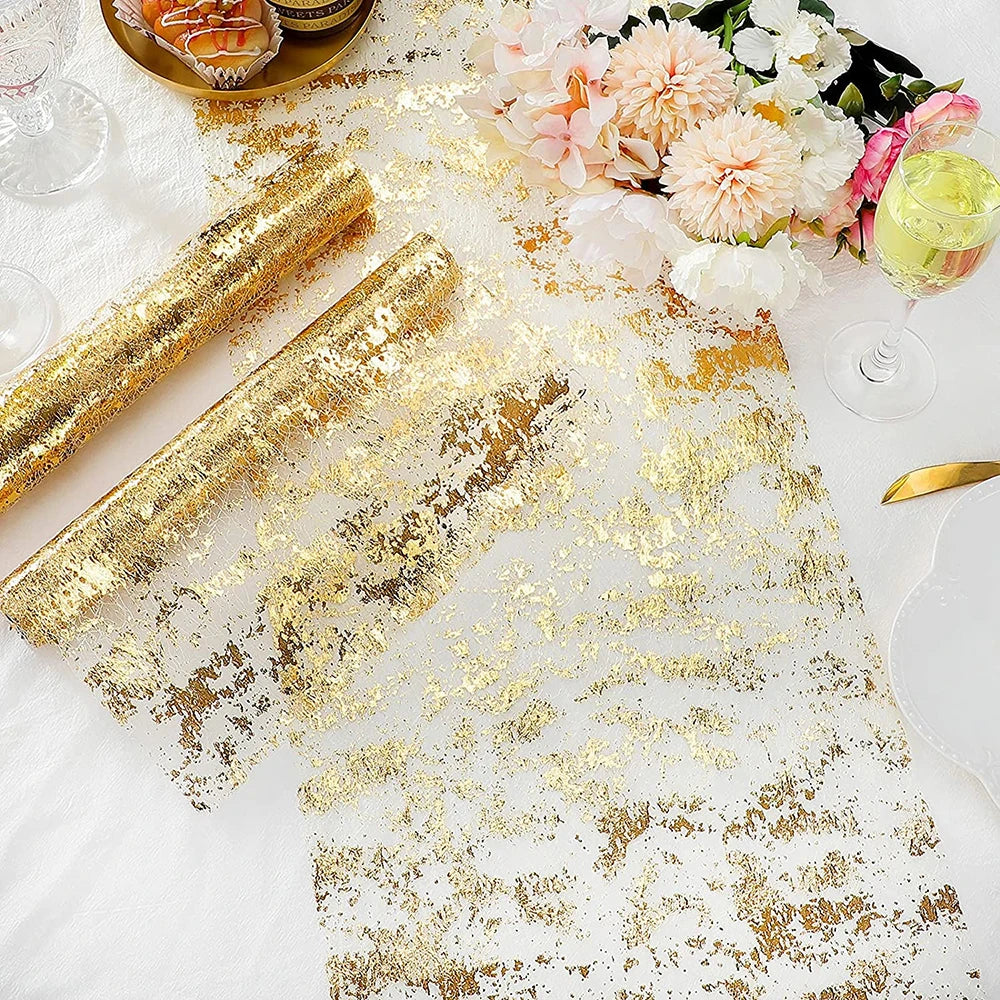 Gold Table Runner Metallic Glitter Cloths Roll Rectangle Birthday