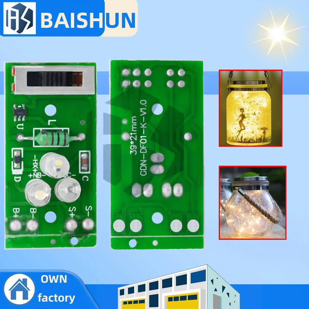 1.2V Solar Light Control Board, Multi-Purpose DIY Driver Circuit for Lawn Wall Pillar String Lights Zpaxo 1pc