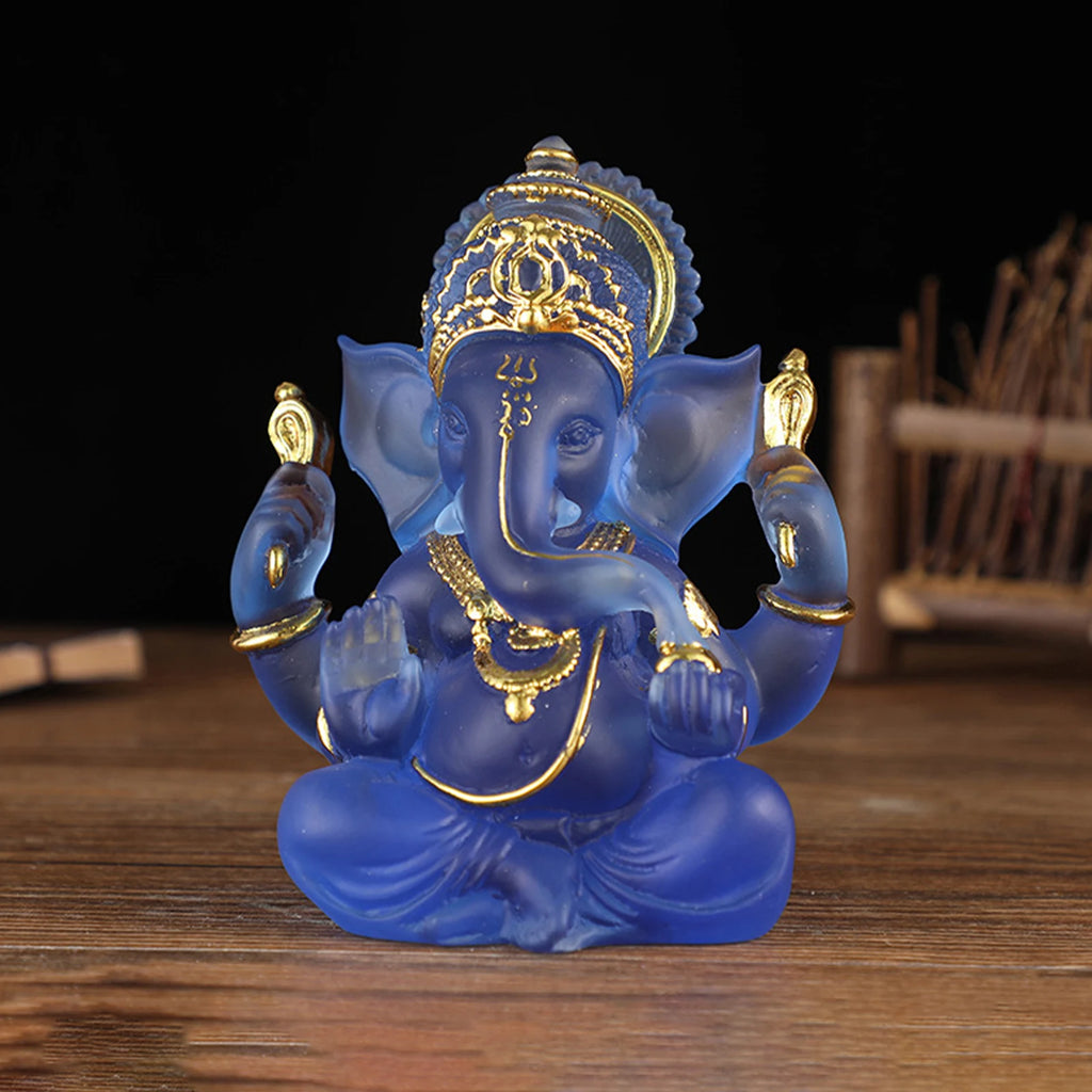 Ganesha Sitting Buddha Statue Sculpture Decorative Tabletop Decoration 3.5inch Tall for Housewarming Gift Fine Workmanship Zpaxo