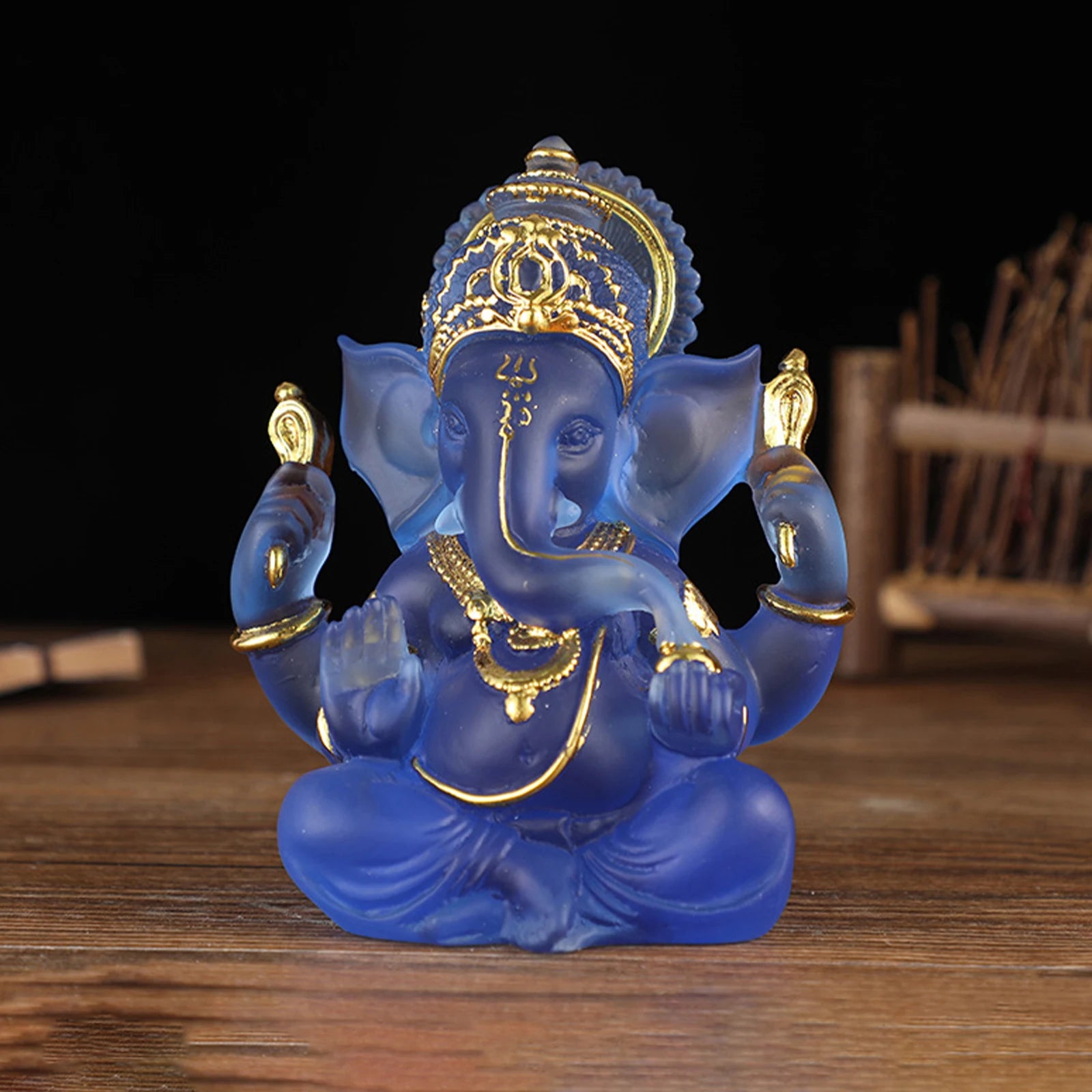 Ganesha Sitting Buddha Statue Sculpture Decorative Tabletop Decoration 3.5inch Tall for Housewarming Gift Fine Workmanship Zpaxo