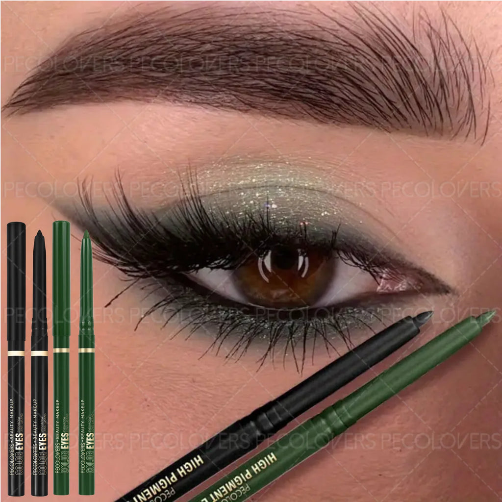 1PC Green & Black Eyeliner Gel Pen - Soft Texture, Smudge-Proof & Waterproof, Long-Wearing, Ideal for Christmas Looks Zpaxo