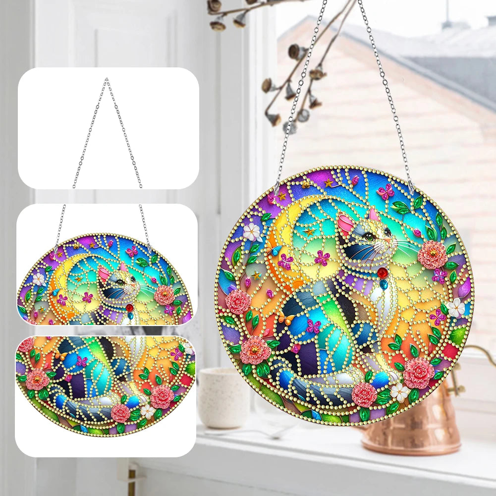 Sun Catcher Diamond Painting Hanging Pendant Butterfly Rhinestone Art Window Pendants Dragonfly Moose for Garden Window Decor Zpaxo