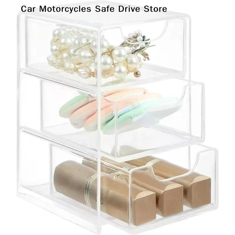 M3-Tier Clear Acrylic Drawers Storage Box Desktop Small Item Perfect