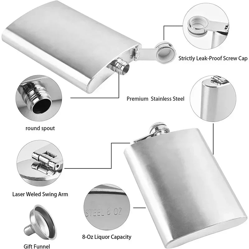Hot Sale 4-12oz Stainless Steel Hip Flask with Funnel Pocket Hip Flask Alcohol Whiskey Hip Flask Screw Cap Zpaxo