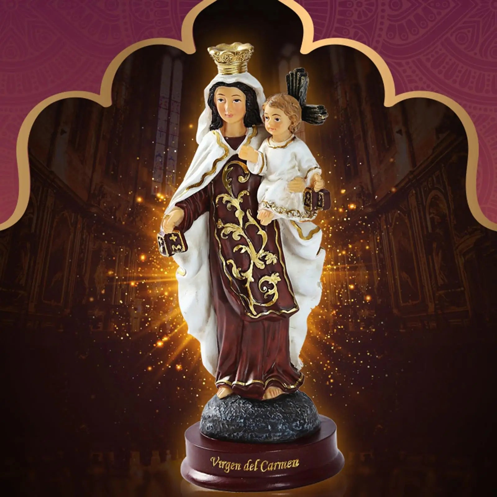 Catholic Resin Madonna Mary Statue Figure Handmade Figurine Religious Wedding Gift Xmas Home Desktop Decoration Zpaxo
