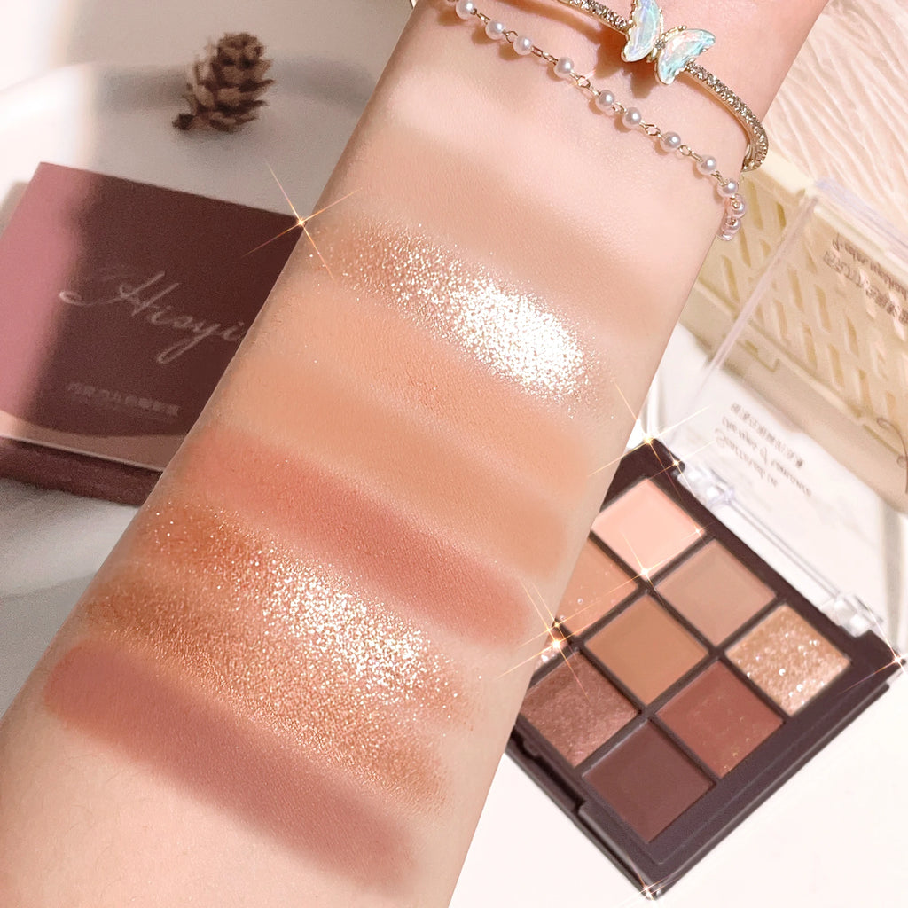 Eyeshadow palette, nine-color chocolate eyeshadow palette, pearlescent matte, large glitter, fine comprehensive palette Zpaxo