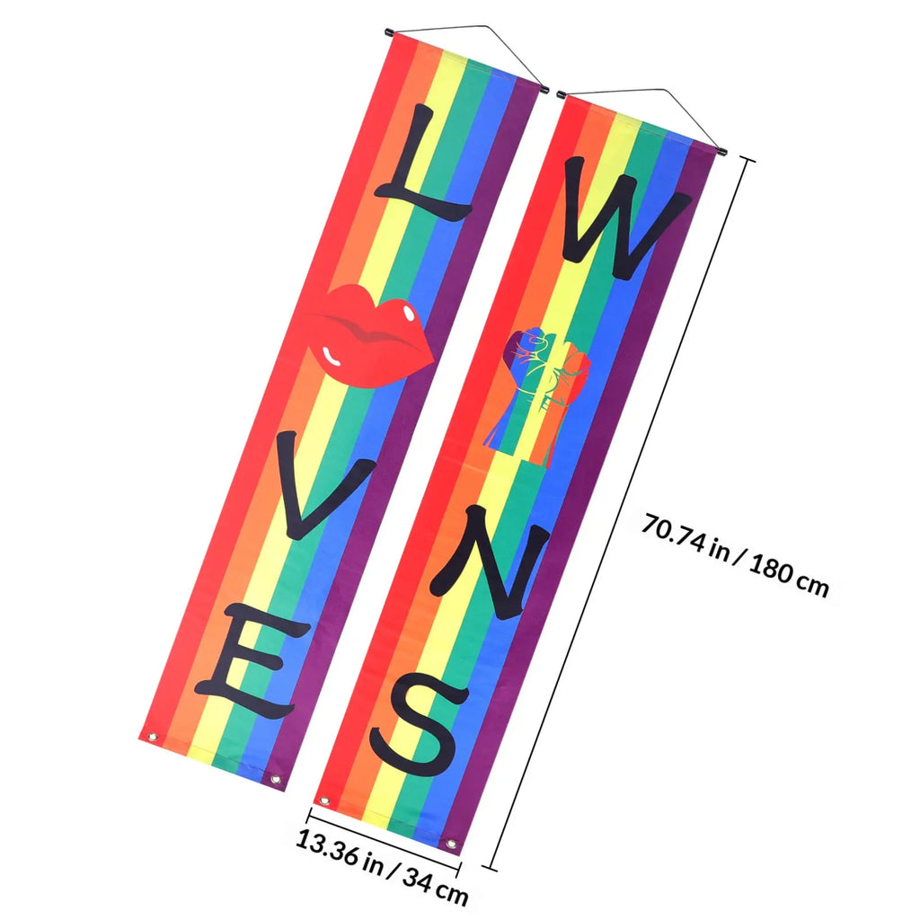 Pride Porch Banner Rainbow Pattern Polyester Door Hanging Day Party