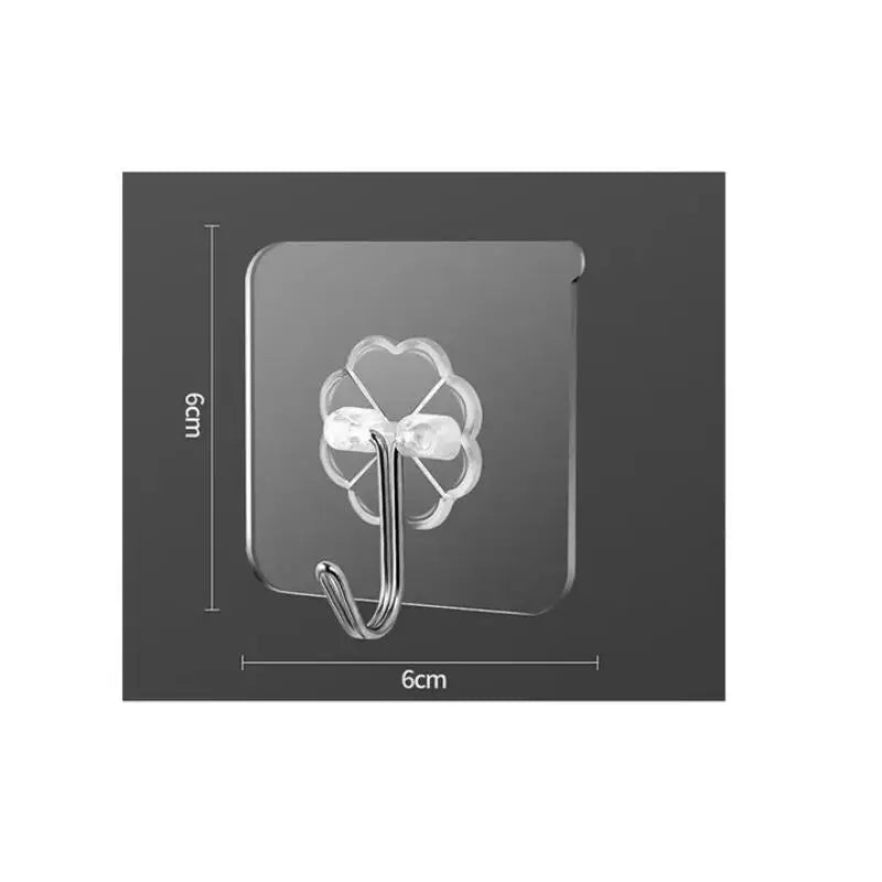 10- Transparent Stainless Steel Strong Self Adhesive Hooks Key