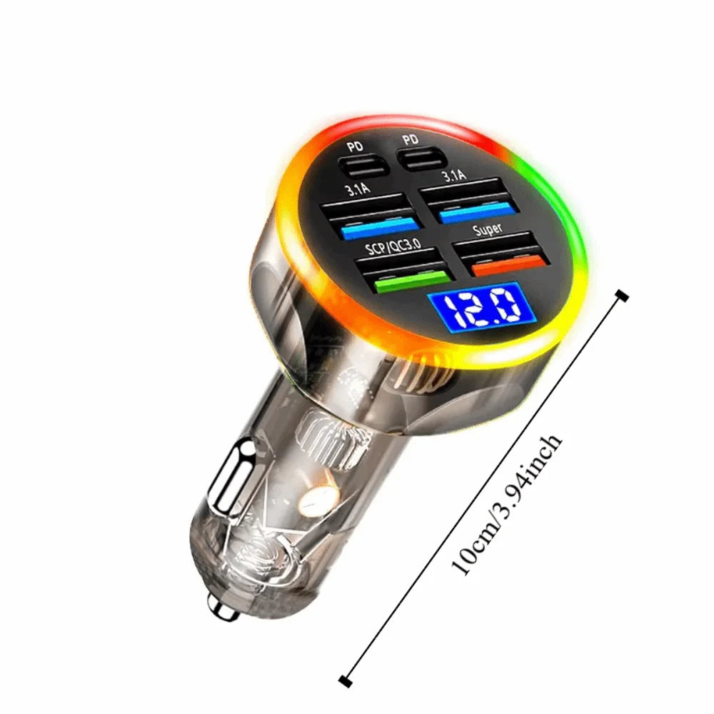 Dual USB Output Mobile Phone Car Charger C Fast Charging 6 Ports Zpaxo