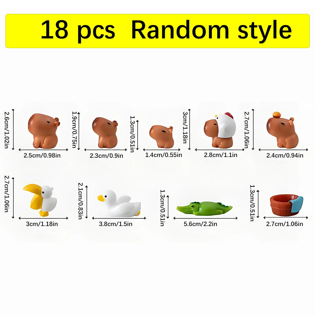 Capybara Figurine Set – Kawaii Cake Toppers & Desk Decor 12/18 Pcs