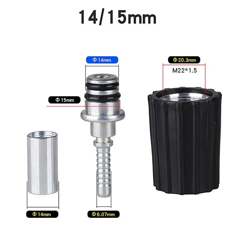 Pressure Washer Hose Insert Fittings D14 D15mm Ring Nut M22 Car Water