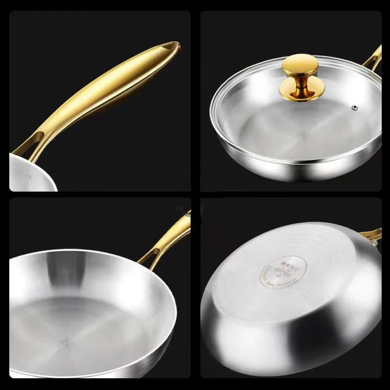 316 Stainless Steel Non-Stick Frying Pan 26/28cm Wok Skillet Stainless Steel Skillet Zpaxo