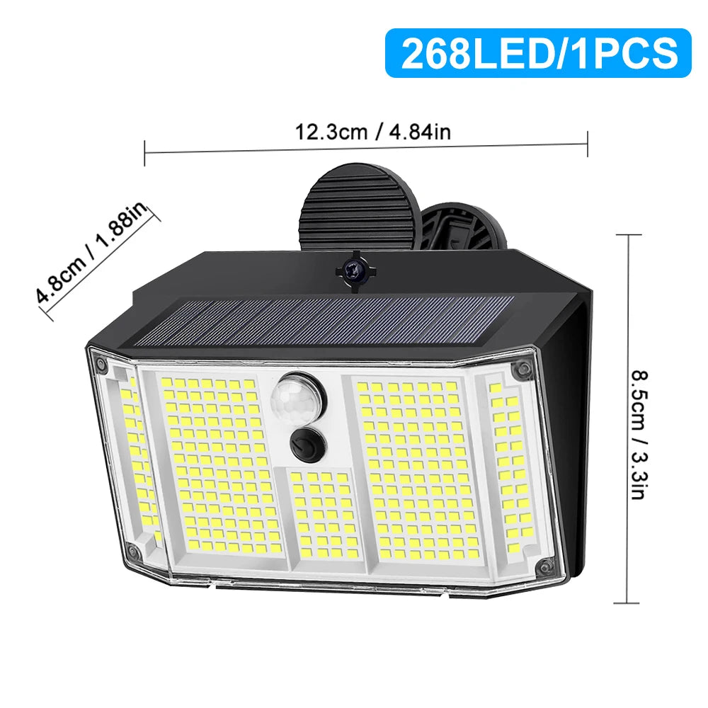 268 LED Clip On Solar Lights Outdoor 3 Lighting Modes Motion Sensor IP65 Waterproof Solar Lights for Deck Yard Garden Camping Zpaxo 268LED 2PCS