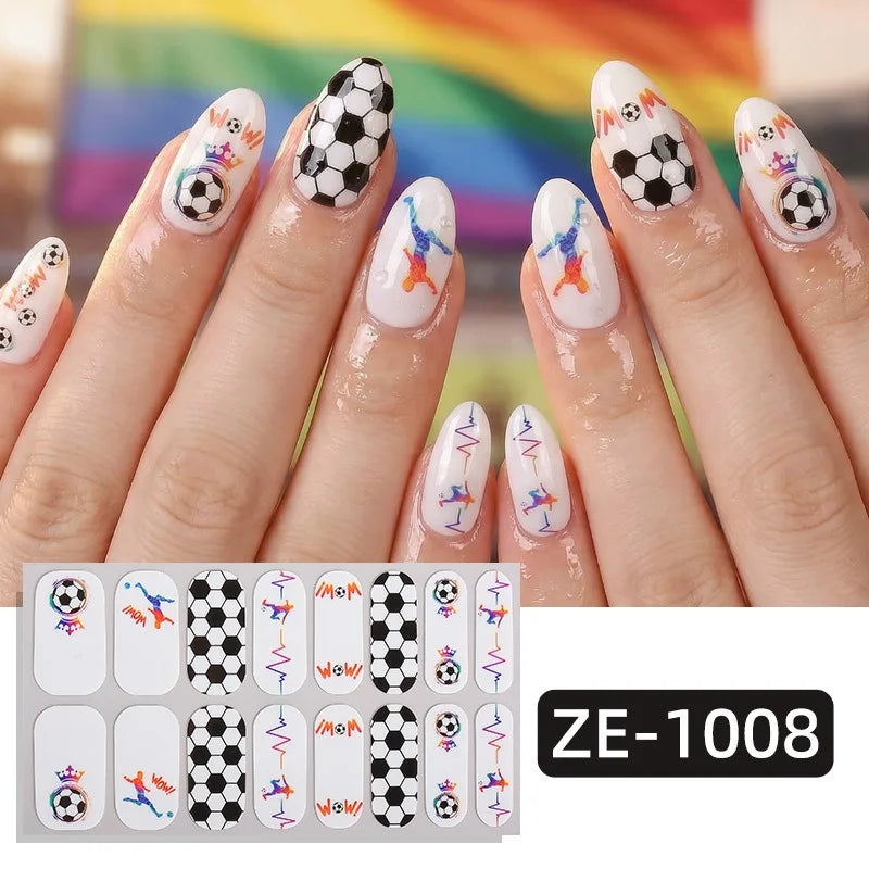 National Flag Theme Nail Stickers Soccer Nation Decals Ball Fans Zpaxo ZE-1008