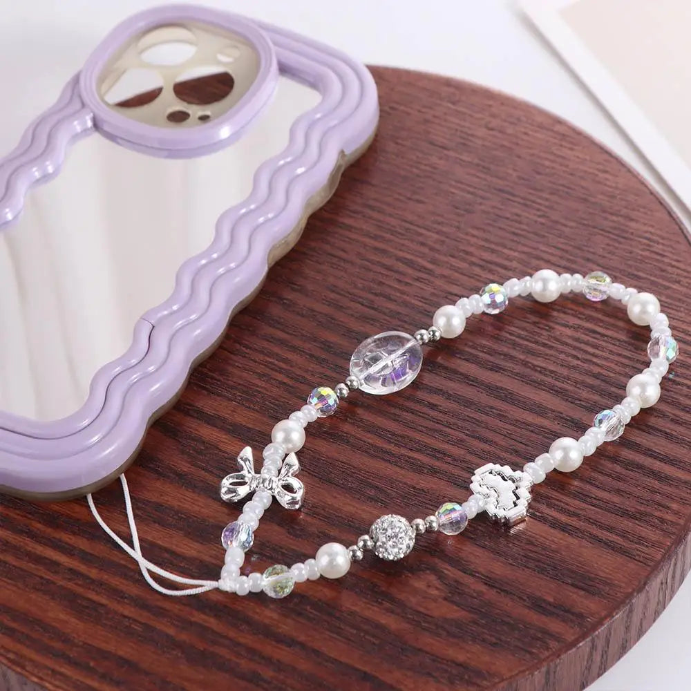 Resin Heart Mobile Phone Chain Beaded Bag Charms Bow Phone Case Pendant Jewelry Anti-lost Y2K Mobile Phone Charms DIY Decor Zpaxo