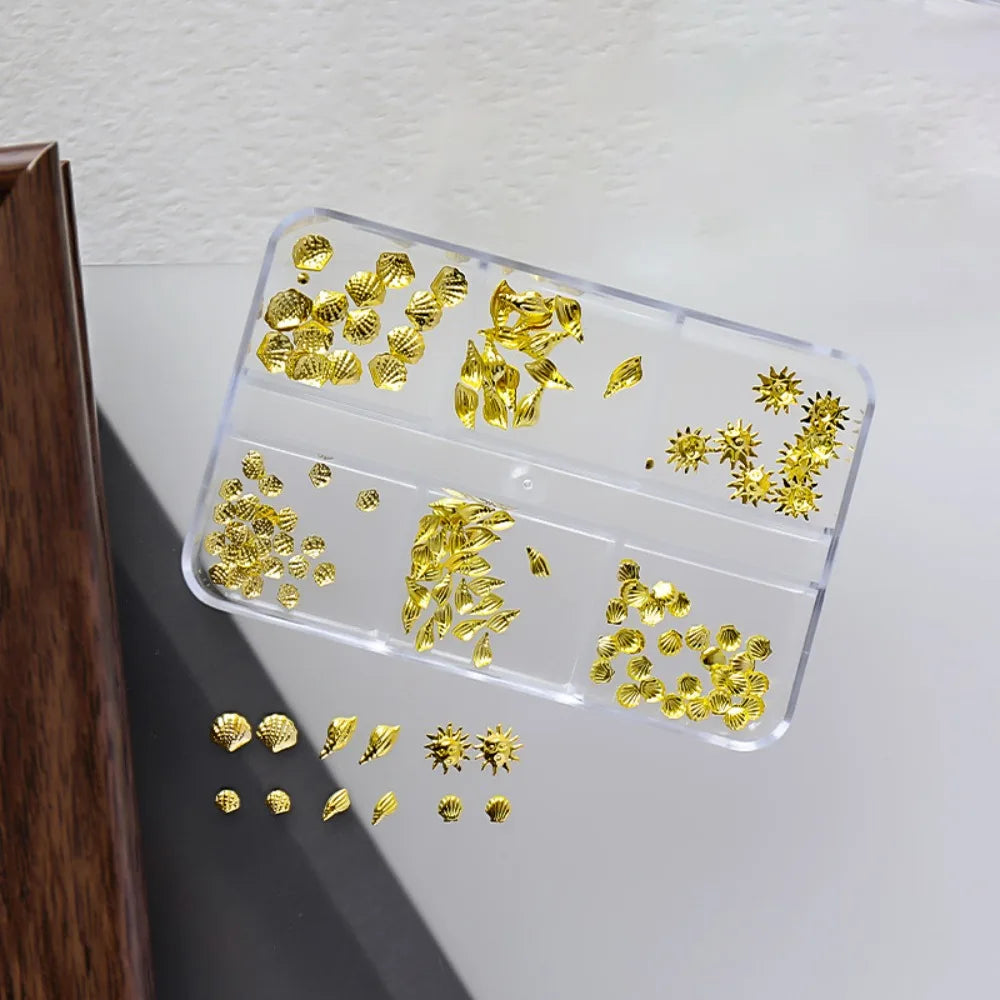 3D Nail Art Rhinestones Sparkle Colorful Pointed Bottom Charms Gems Zpaxo Gold-B