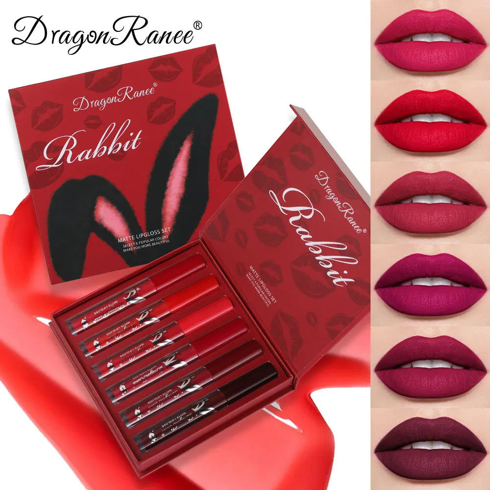 6-Piece Lip Gloss Set, Velvet Matte Lip Gloss, Waterproof and Sweat-Proof Lipstick, Non-Stick Cup Matte Lipstick, Holiday Gift Set Zpaxo D8101