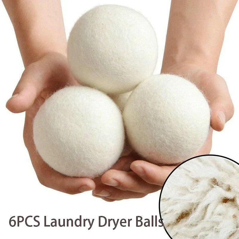 3/6-Pack Wool Dryer Balls Handmade Drying Balls Dryer Reusable Natural Fabric Softener Reduce Wrinkles and Decrease Drying Time Zpaxo