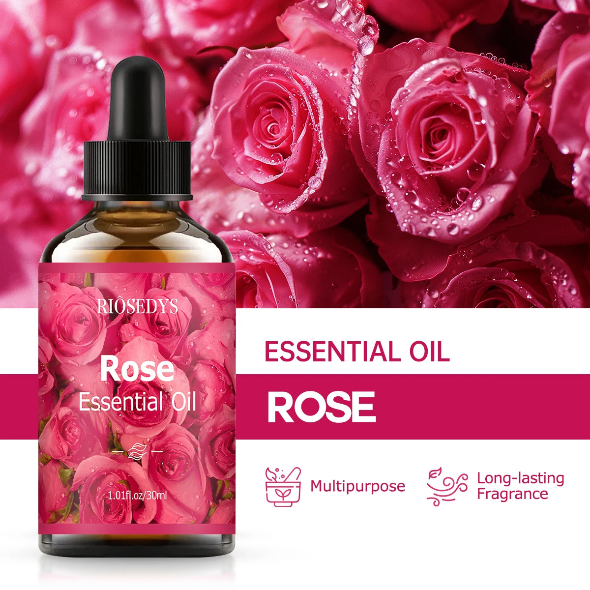 Rose Essential Oil Natural Fragrance Suitable Body Massage Treatments Zpaxo