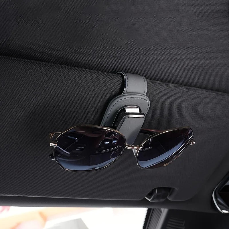 PU Leather Car Visor Clip Universal Glasses Holder Easy Install