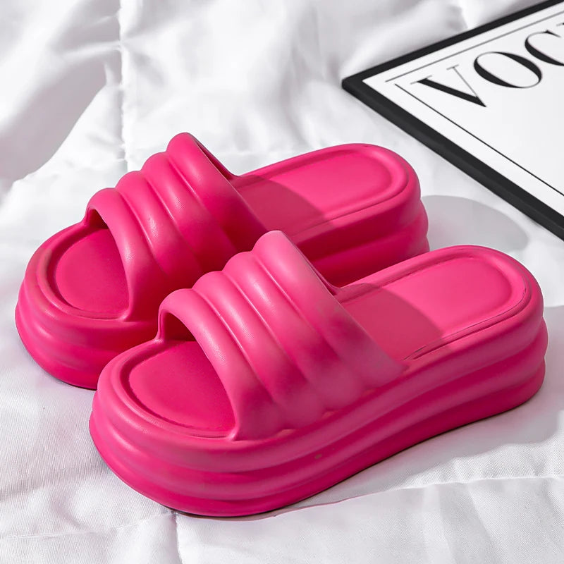 Chunky Platform Slippers Women Summer Comfort Soft Sole Beach Shoes