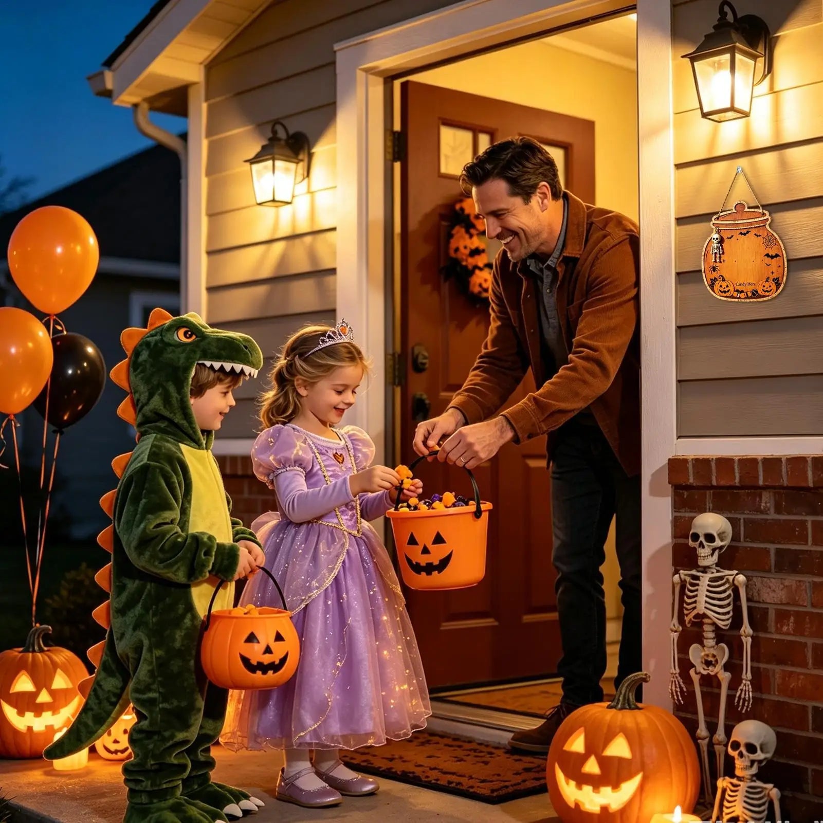 Trick Supports Door Sign Decoration Wooden Halloween Hanger House
