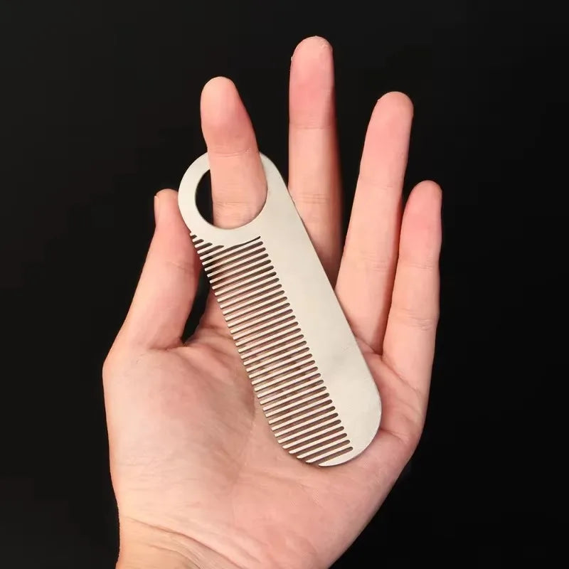Stainless Steel Men's Beard Comb Portable Mini Oil Head Comb for Barber Mustache Care Shaping Tools Pocket Size Silver Hair Comb Zpaxo