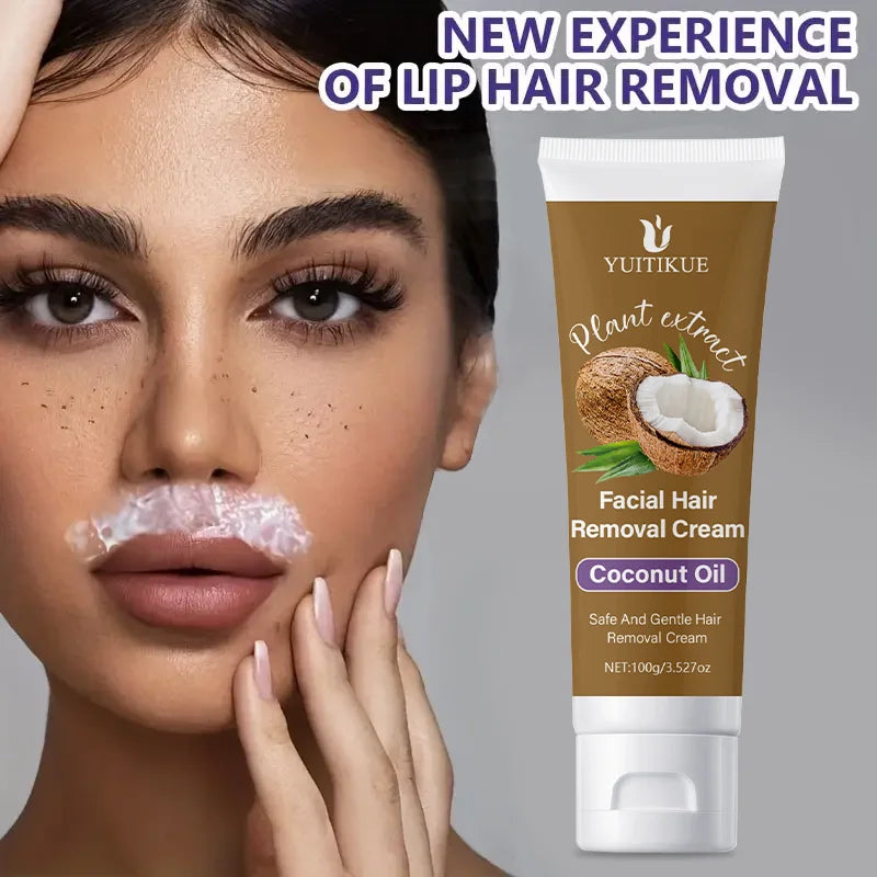 Lip Hair Removal Cream 100g – Coconut Oil, Pain-Free Formula Hair Removal Cream Zpaxo