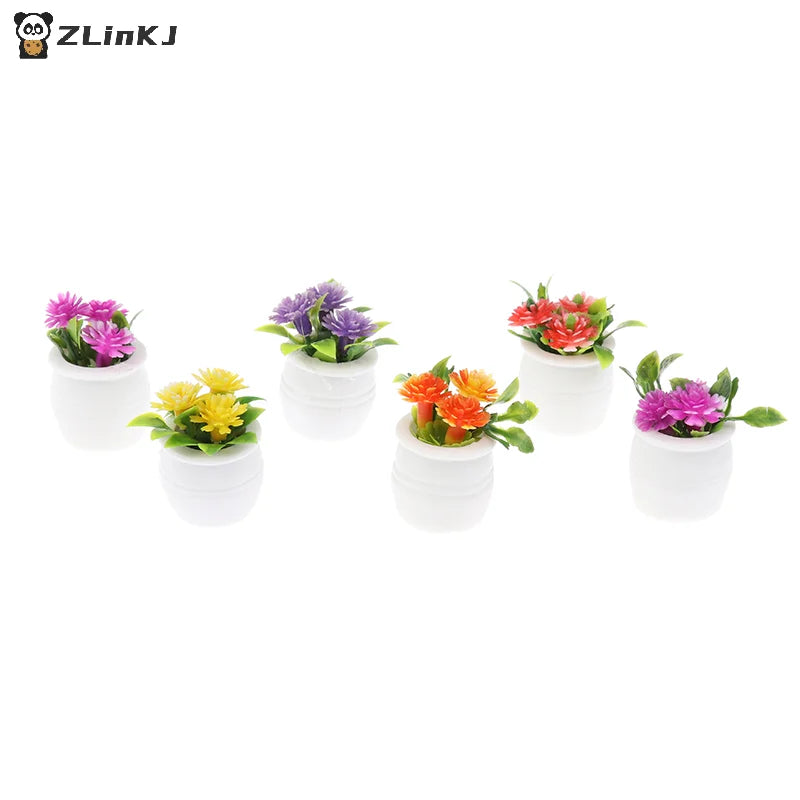 ▶3Pcs Random Dollhouse Plant, Miniature Bonsai Plant, Mini Potted Plant, Flower Model, Small Fake Green Decorative Toyhouse Zpaxo