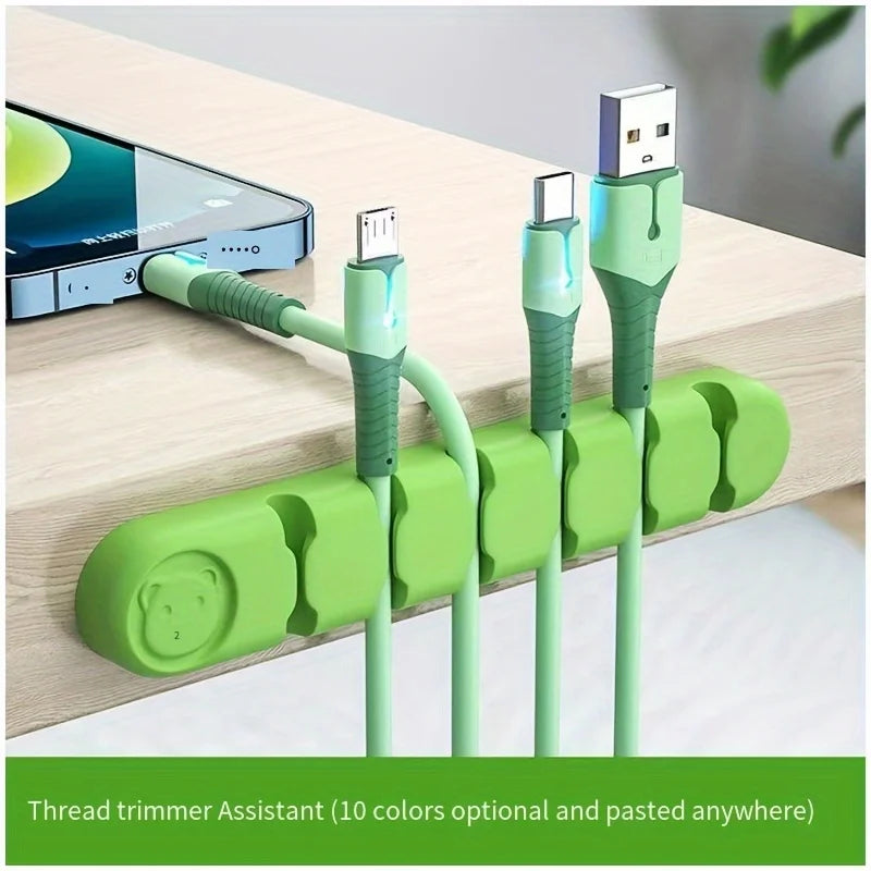 Silicone Desktop Cable Organizer – 6-Slot Charging Cable Hub Cable Organizer Hub Zpaxo