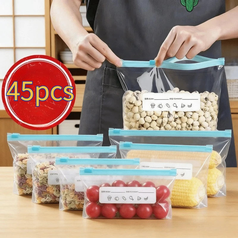 S20+M15+L10 Reusable Zipper Storage Bags Airtight Freezer 3 Sizes