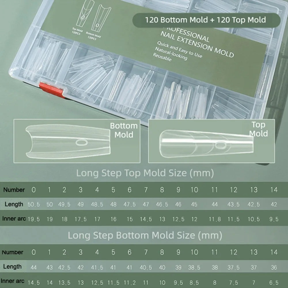 Clear Nail Sandwich Dual Forms Art 15 Shapes Extension Gel Builder Zpaxo Long Step