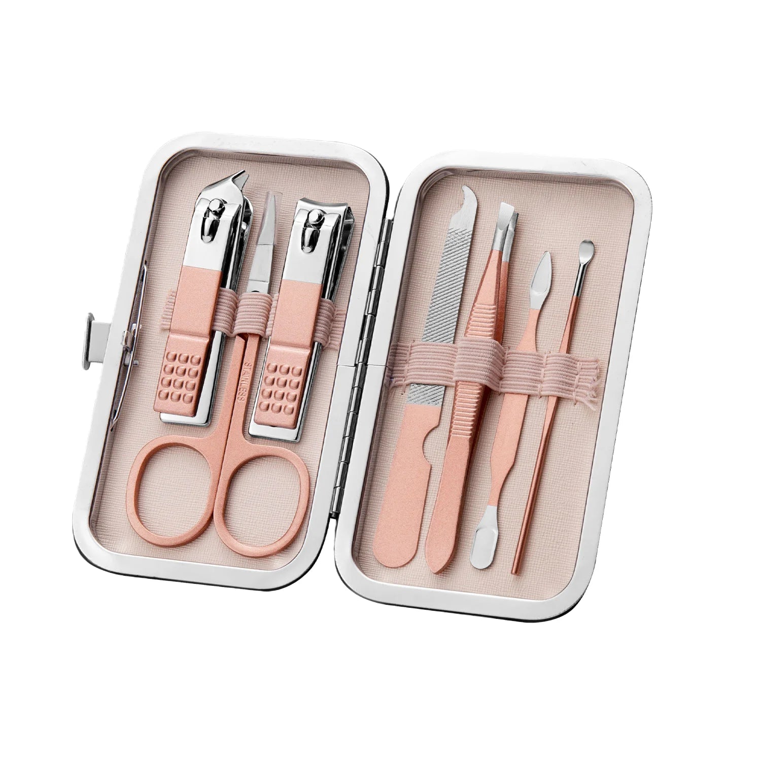 Golden stainless steel nail clipper set of 18 pieces, nail clippers, foot clippers, nose hair clippers, care tools Zpaxo Golden Set 7 pcs