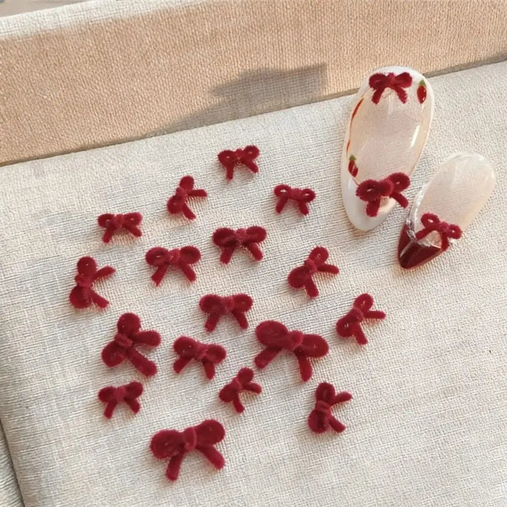Velvet Bow Nail Art Decoration Cat Claw Decorations Tie Resin Flower Zpaxo